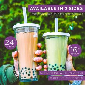 img 3 attached to 🥤 16 Oz Reusable Boba Cup for Regular Size Bubble Tea - Leak Proof Design, Angled Straws and Double Wall Insulation - Ideal for Satisfying Your Bubble Tea Cravings!