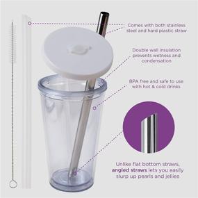 img 2 attached to 🥤 16 Oz Reusable Boba Cup for Regular Size Bubble Tea - Leak Proof Design, Angled Straws and Double Wall Insulation - Ideal for Satisfying Your Bubble Tea Cravings!