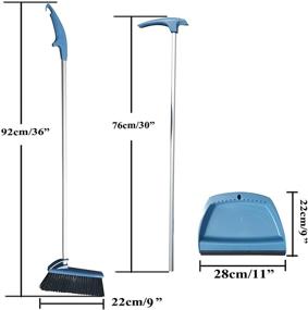 img 3 attached to 🔷 Coralpearl Upright Dustpan Angle Broom Combo: Complete Sweep Set with Metal Long Handle - Ideal for Indoor Cleaning of Office, Home, Kitchen, Garage - Grey+Blue Color