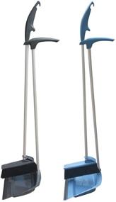 img 4 attached to 🔷 Coralpearl Upright Dustpan Angle Broom Combo: Complete Sweep Set with Metal Long Handle - Ideal for Indoor Cleaning of Office, Home, Kitchen, Garage - Grey+Blue Color