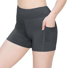 img 4 attached to 🩳 Premium Buttery Soft Solid Stretch Women's Workout Yoga Shorts - Perfect for Cheerleading, Running, Dance, Volleyball, and More.
