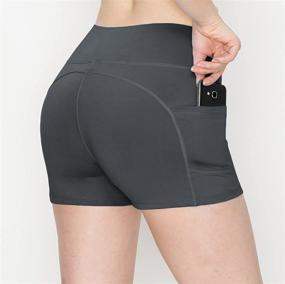 img 2 attached to 🩳 Premium Buttery Soft Solid Stretch Women's Workout Yoga Shorts - Perfect for Cheerleading, Running, Dance, Volleyball, and More.