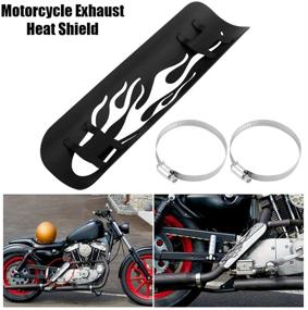 img 3 attached to 🔥 Qiilu Universal Motorcycle Heat Shield, Black Flame Exhaust Pipe Insulation Cover Muffler Guard for Motorcycle Exhaust System