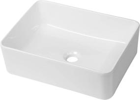 img 3 attached to 🚽 17x13 inch Rectangle Bathroom Vessel Sink - White Porcelain Ceramic Vanity Sink Art Basin by GhomeG