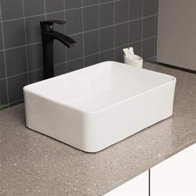 img 1 attached to 🚽 17x13 inch Rectangle Bathroom Vessel Sink - White Porcelain Ceramic Vanity Sink Art Basin by GhomeG