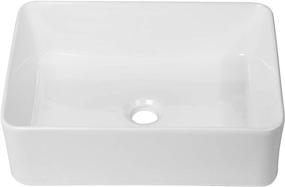 img 4 attached to 🚽 17x13 inch Rectangle Bathroom Vessel Sink - White Porcelain Ceramic Vanity Sink Art Basin by GhomeG