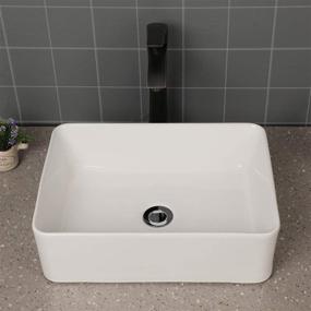 img 2 attached to 🚽 17x13 inch Rectangle Bathroom Vessel Sink - White Porcelain Ceramic Vanity Sink Art Basin by GhomeG