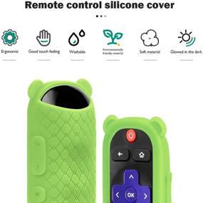 img 2 attached to Glow Green Silicone Protective Cover for TCL Roku TV RC280 Remote - 📺 Anti-Slip Universal Replacement with Cute Ear Shape - Shockproof Remote Controller Skin - 2 Pack