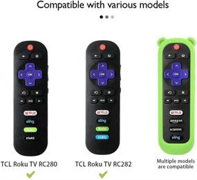 img 3 attached to Glow Green Silicone Protective Cover for TCL Roku TV RC280 Remote - 📺 Anti-Slip Universal Replacement with Cute Ear Shape - Shockproof Remote Controller Skin - 2 Pack