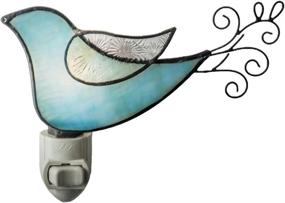 img 4 attached to 🐦 Bird Night Light Stained Glass Christmas Décor Plug-in Nightlight for Bedroom Bathroom Nursery Kitchen – Blue Green Accent Lite in J Devlin NTL 188