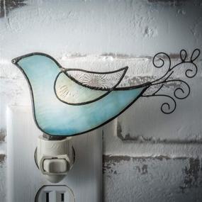 img 3 attached to 🐦 Bird Night Light Stained Glass Christmas Décor Plug-in Nightlight for Bedroom Bathroom Nursery Kitchen – Blue Green Accent Lite in J Devlin NTL 188