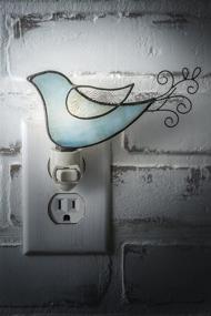 img 2 attached to 🐦 Bird Night Light Stained Glass Christmas Décor Plug-in Nightlight for Bedroom Bathroom Nursery Kitchen – Blue Green Accent Lite in J Devlin NTL 188