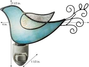 img 1 attached to 🐦 Bird Night Light Stained Glass Christmas Décor Plug-in Nightlight for Bedroom Bathroom Nursery Kitchen – Blue Green Accent Lite in J Devlin NTL 188