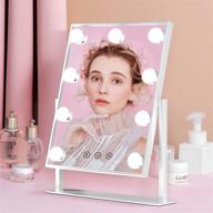 🪞 hollywood vanity makeup mirror with 9 led bulbs - 3 color lighting modes & 360° rotation touch control - white 9.8" x 14 logo