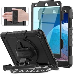 img 4 attached to 📱 Timecity iPad Air 3rd Generation Case: Complete Protection with Screen Protector, Swivel Stand, Hand & Shoulder Strap - Black