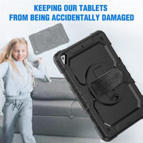 img 2 attached to 📱 Timecity iPad Air 3rd Generation Case: Complete Protection with Screen Protector, Swivel Stand, Hand & Shoulder Strap - Black