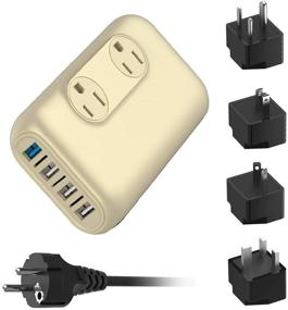 img 4 attached to 💪 Powerful 220V/240V to 110V/120V Step Down Converter and Travel Adapter Combo for Hair Styling Tools, CPAP Machines, Electronics - Use your USA Devices Anywhere!