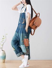 img 3 attached to 👖 Stylish Women's Loose Denim Jumpsuit Rompers: Wide Leg, Baggy Fit, Drop Crotch Overalls by Yeokou