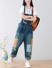 img 2 attached to 👖 Stylish Women's Loose Denim Jumpsuit Rompers: Wide Leg, Baggy Fit, Drop Crotch Overalls by Yeokou