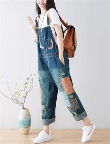 img 1 attached to 👖 Stylish Women's Loose Denim Jumpsuit Rompers: Wide Leg, Baggy Fit, Drop Crotch Overalls by Yeokou