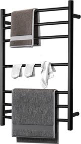 img 4 attached to SHARNDY Black Towel Warmer - Wall Mounted Bathroom Electric Heated Towel Rack with 7 Bars - Plug-in Drying Rack ETW26 - Stainless Steel - 70W - 31.5x23.62x5.51 inches