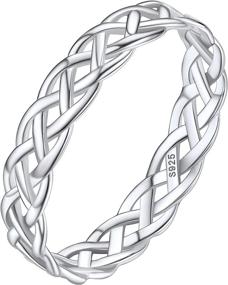 img 4 attached to Silvora Sterling Silver Celtic Knot/Cuban Link Chain Rings - Sturdy Vintage Eternity Band Ring Jewelry for Women and Men - Available in Size 4-12