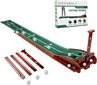 icecoral indoor golf putting green mat: auto ball return, solid wood base | improve your putting game at home, office, or outdoors! logo