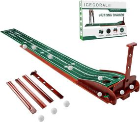 img 4 attached to Icecoral Indoor Golf Putting Green Mat: Auto Ball Return, Solid Wood Base | Improve Your Putting Game at Home, Office, or Outdoors!