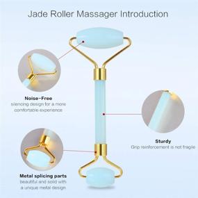 img 3 attached to 🌸 Znesd Jade Roller & Gua Sha Set - Facial Beauty Tools for Skin Massaging, Relaxing Muscles, and Reducing Fine Lines and Wrinkles - Includes Gua Sha Tool (Cream)