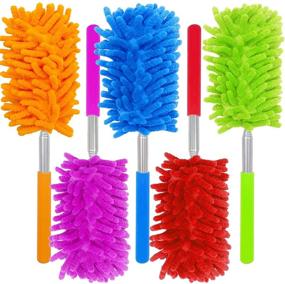 img 4 attached to Versatile 5 Pack Microfiber Dusters with Telescoping Pole - Ideal for Cleaning Home, Office, Car, Computer, and More!