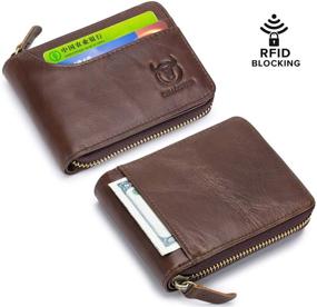 img 3 attached to 👝 Stylish Leather Zipper Wallet for Men with Vintage Design and RFID Blocking Technology
