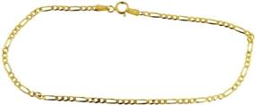 img 3 attached to 🔗 Premium 14K Yellow Gold Figaro Link Chain Bracelet - Made In Italy - Explore Various Lengths!