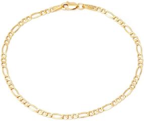 img 4 attached to 🔗 Premium 14K Yellow Gold Figaro Link Chain Bracelet - Made In Italy - Explore Various Lengths!