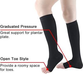 img 1 attached to 🧦 Bacophy 2 Pairs Compression Socks - Open Toe 15-20 mmHg Calf Stockings for Women