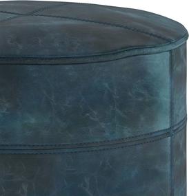 img 1 attached to SimpliHome Connor Transitional Round Pouf in Teal Blue Distressed Leather - Footstool, Footrest, Upholstered for Living Room, Family Room – Transitional