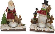 🎅 set of 2 santa and snowman candle holders - bestpysanky (6 inches) logo
