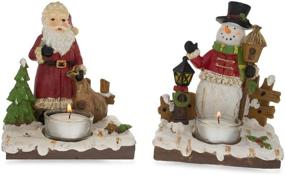 img 4 attached to 🎅 Set of 2 Santa and Snowman Candle Holders - BestPysanky (6 Inches)