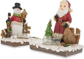 img 1 attached to 🎅 Set of 2 Santa and Snowman Candle Holders - BestPysanky (6 Inches)