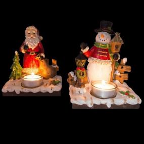 img 2 attached to 🎅 Set of 2 Santa and Snowman Candle Holders - BestPysanky (6 Inches)