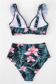 img 1 attached to 👙 Stunning High-Waist Bikini Swimsuit: CUPSHE Women's Ruffle Floral Print Two Piece Bathing Suit