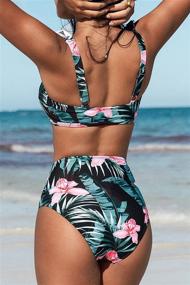 img 2 attached to 👙 Stunning High-Waist Bikini Swimsuit: CUPSHE Women's Ruffle Floral Print Two Piece Bathing Suit