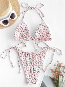 img 1 attached to ZAFUL Floral Frilled Strappy Swimwear Women's Clothing for Swimsuits & Cover Ups