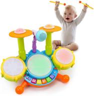 фаржиабао детские игрушки: 12-18 месяцев детский набор барабанов с микрофоном и световой музыкой - идеальный подарок на день рождения и рождество для мальчиков и девочек в возрасте от 1 до 3 лет - музыкальные игрушки раннего образования для малышей. логотип