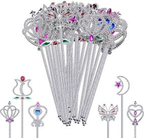 img 4 attached to 👸 Skylety 24-Piece Plastic Fairy Metallic Magic Dress-up Wand: Perfect Princess Wands for Girls' Costume Role Play