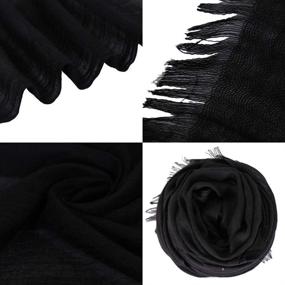 img 1 attached to 💃 Stylish LMVERNA Women's Solid Color Scarfs: Large, Long, Lightweight and Fringed Headscarf Linen Sheer Shawl Wrap