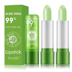 img 4 attached to 💄 Firstfly 2 Pack Aloe Vera Lipstick: Long Lasting Nutritious Lip Balm for Moisturized Lips, Magic Temperature Color Change Lip Gloss (Green)