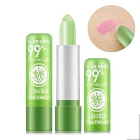 img 2 attached to 💄 Firstfly 2 Pack Aloe Vera Lipstick: Long Lasting Nutritious Lip Balm for Moisturized Lips, Magic Temperature Color Change Lip Gloss (Green)