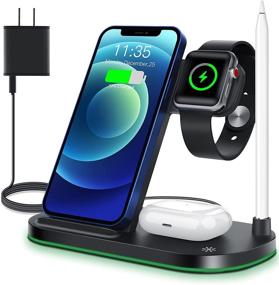 img 4 attached to 🔋 WAITIEE Wireless Charging Station: 4-in-1 Dock for Apple iWatch, AirPods Pro, Pencil & iPhone 12/11 Pro Max - Fast Wireless Charger for SE 6/5/4/3/2, XR, XS
