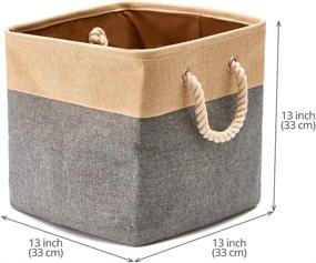 img 3 attached to 📦 EZOWare 3-Pack Collapsible Storage Bins, Foldable Canvas Fabric Cubes Boxes with Handles for Nursery Room Toys Organizer (13 x 13 x 13 inches) - Gray/Beige