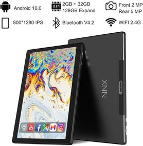 img 2 attached to 📱 10 Inch Android Tablet - 64-bit Quad-Core Processor, 1280x800 IPS HD Touchscreen, 32GB ROM, Expandable up to 128GB, Dual 2MP+5MP Cameras, GPS, Type-C, WiFi, Bluetooth, Extended Battery Life - Ideal Gaming Tablet